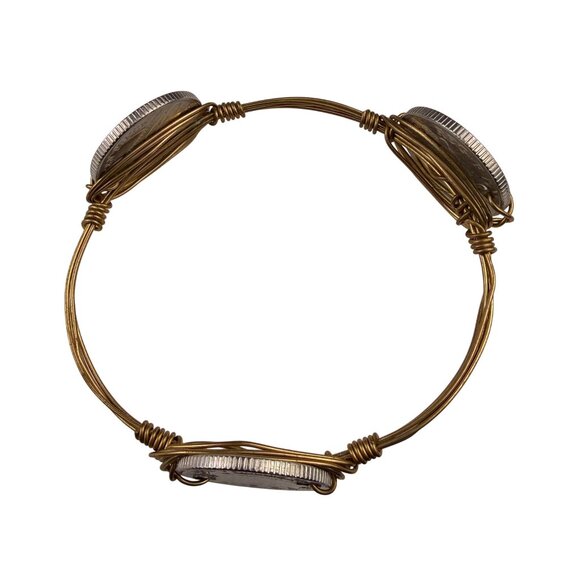 1983 Handmade Womens Silver & Gold-Tone Coin Bracelet Adjustable UK 10p Coins - Picture 4 of 5